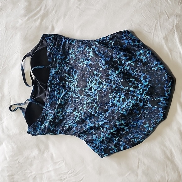 Speedo Onepiece Black and Blue Swimsuit Size 12 - Picture 4 of 8